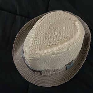 Khaki-colored, big boy sized hat.